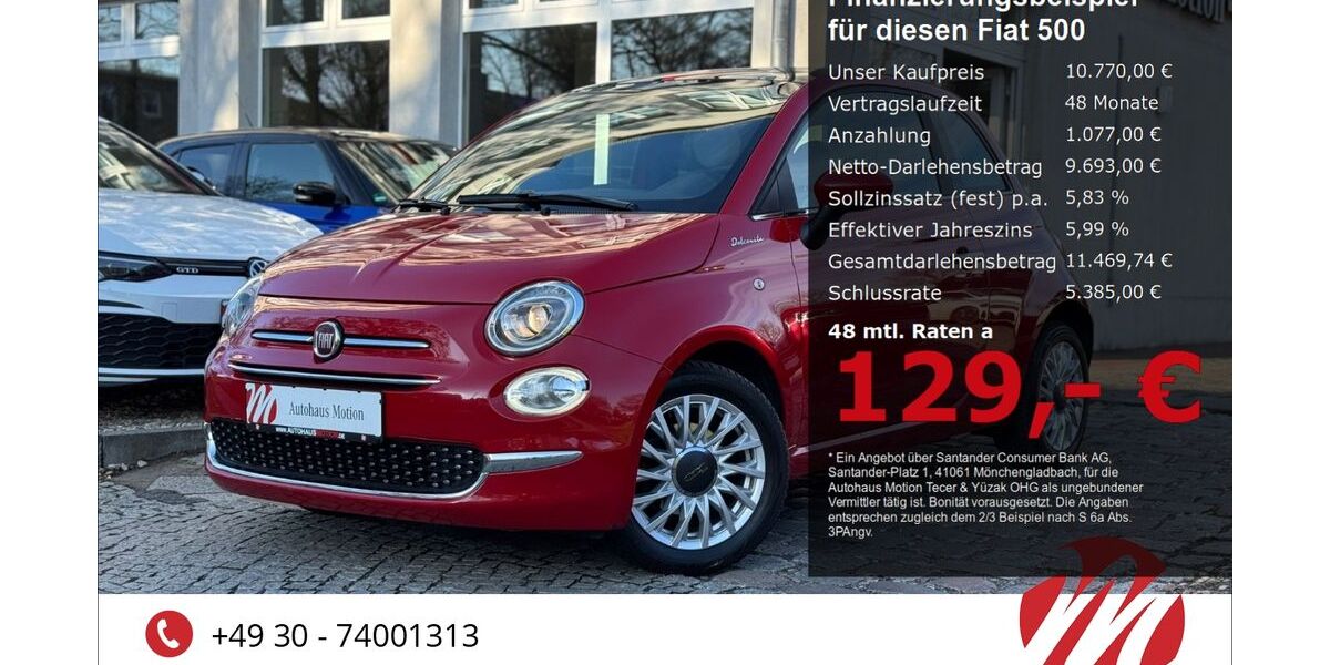Fiat 500 58.000 km 10.770 &euro; Berlin 12305